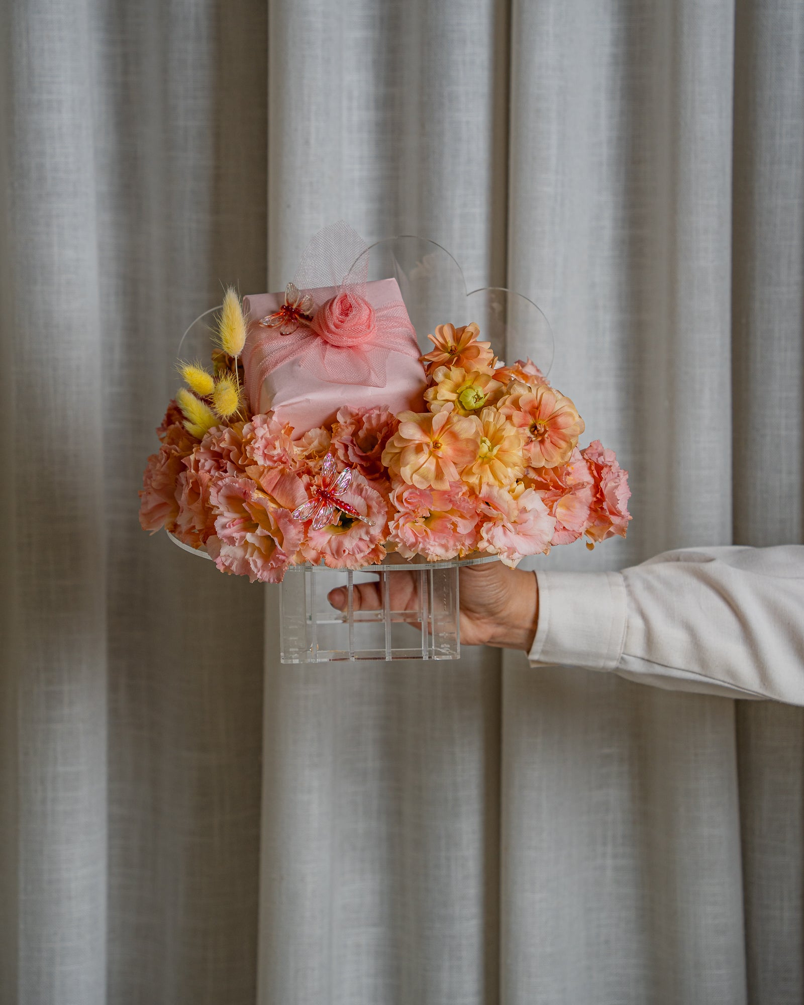 EXCLUSIVELY UPON PRE-ORDER: Cloud Style Acrylic Stand with Peachy Blush Florals