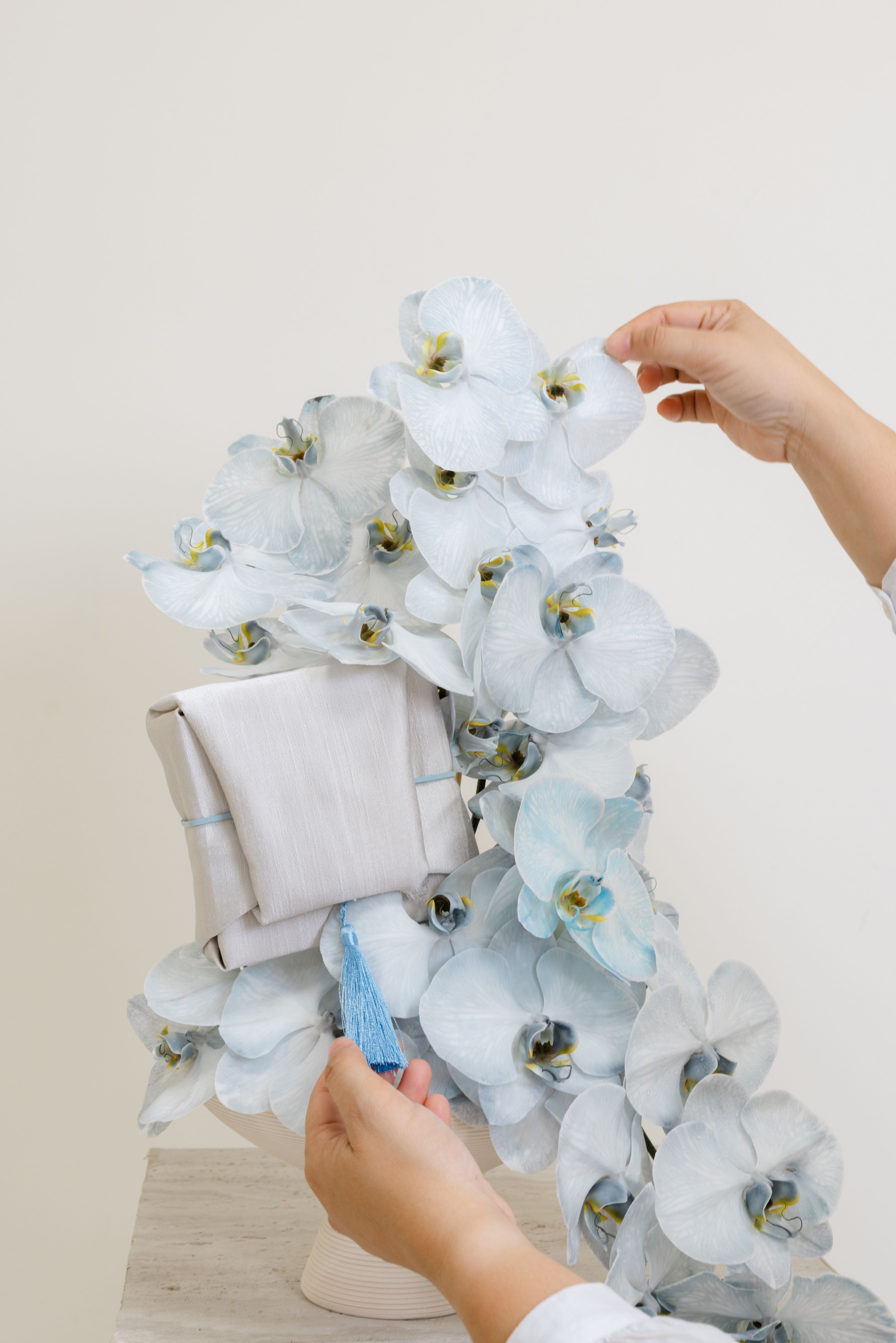 Gifting with Blue Floral Arrangement in a Vase 2