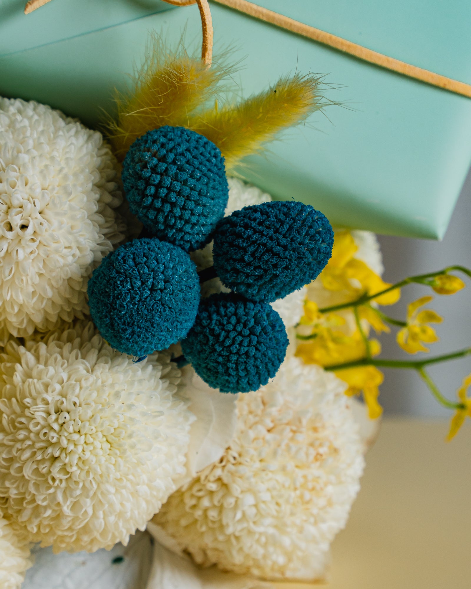 Sunny Yellow and Sky Blue Flower Arrangement