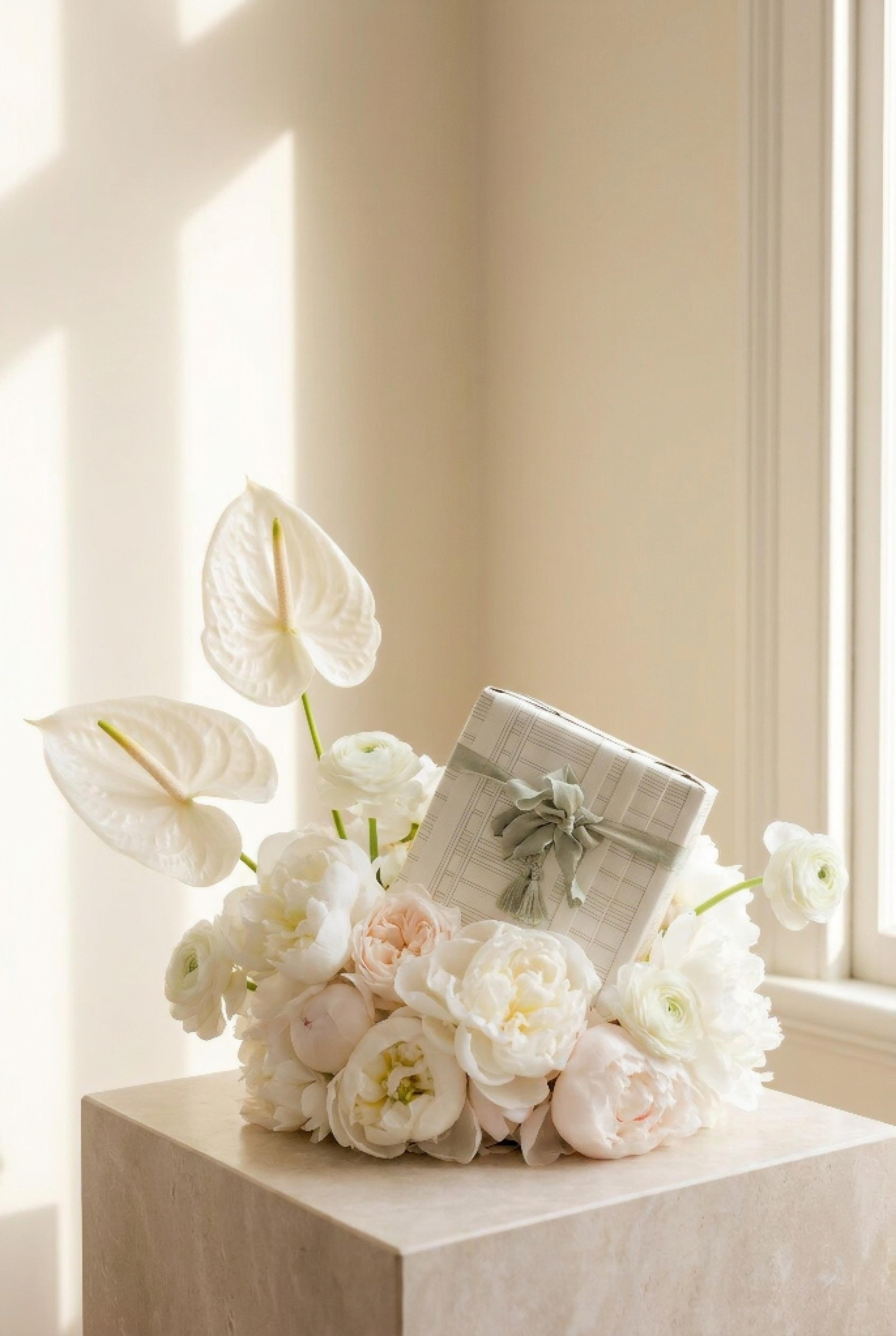 Gifting with a White Floral Arrangement