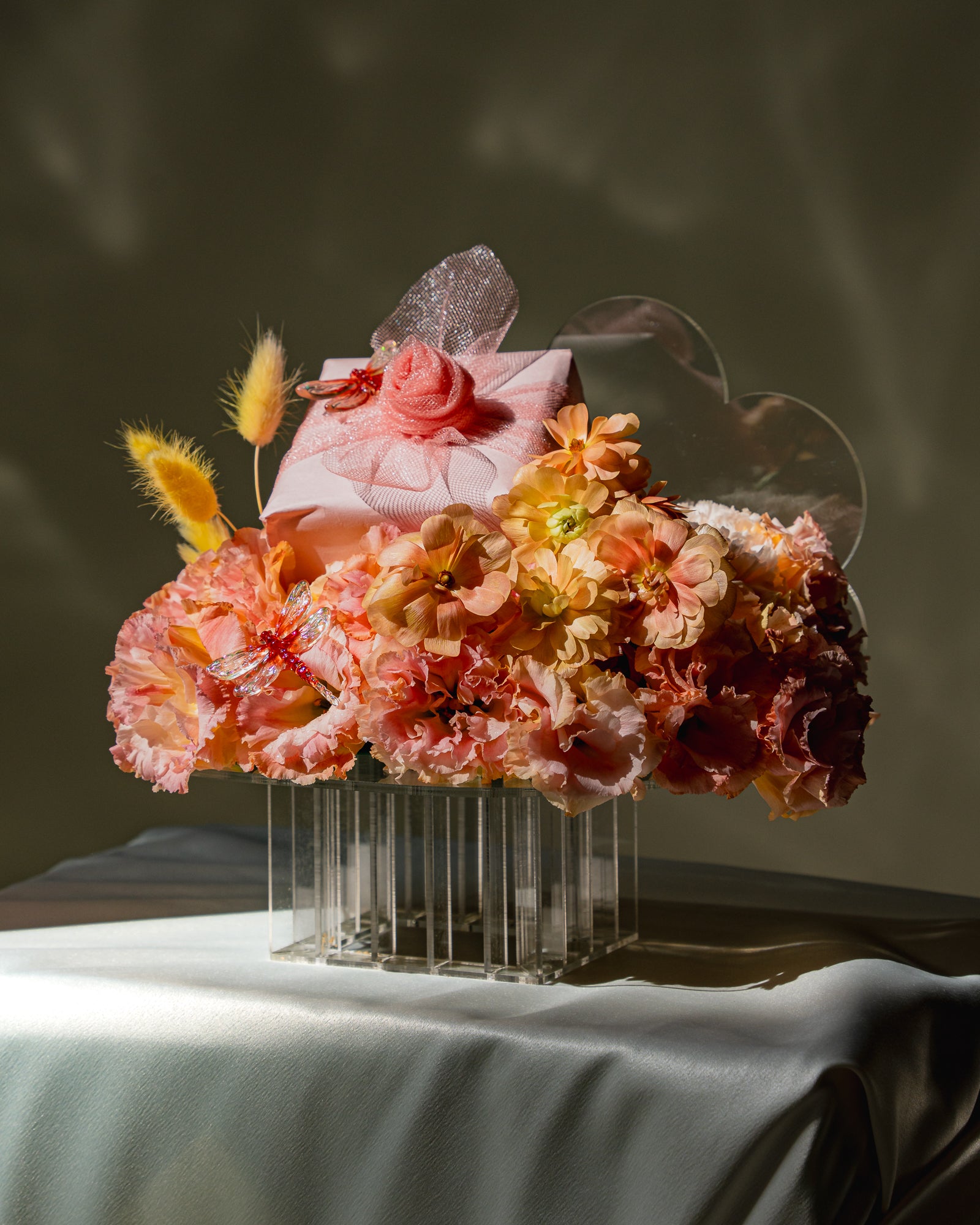 EXCLUSIVELY UPON PRE-ORDER:  Cloud Style Acrylic Stand with Peachy Blush Florals