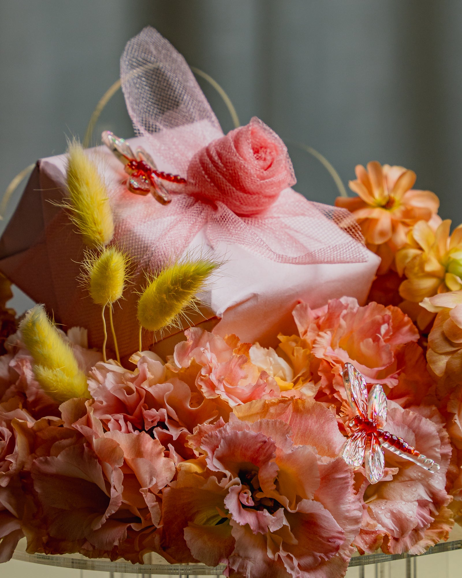 EXCLUSIVELY UPON PRE-ORDER:  Cloud Style Acrylic Stand with Peachy Blush Florals